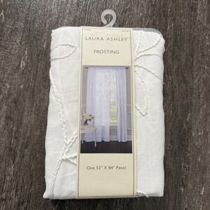 Laura Ashley Frosting Curtain Panel White 52x84 Sheer Floral Embroidered NEW